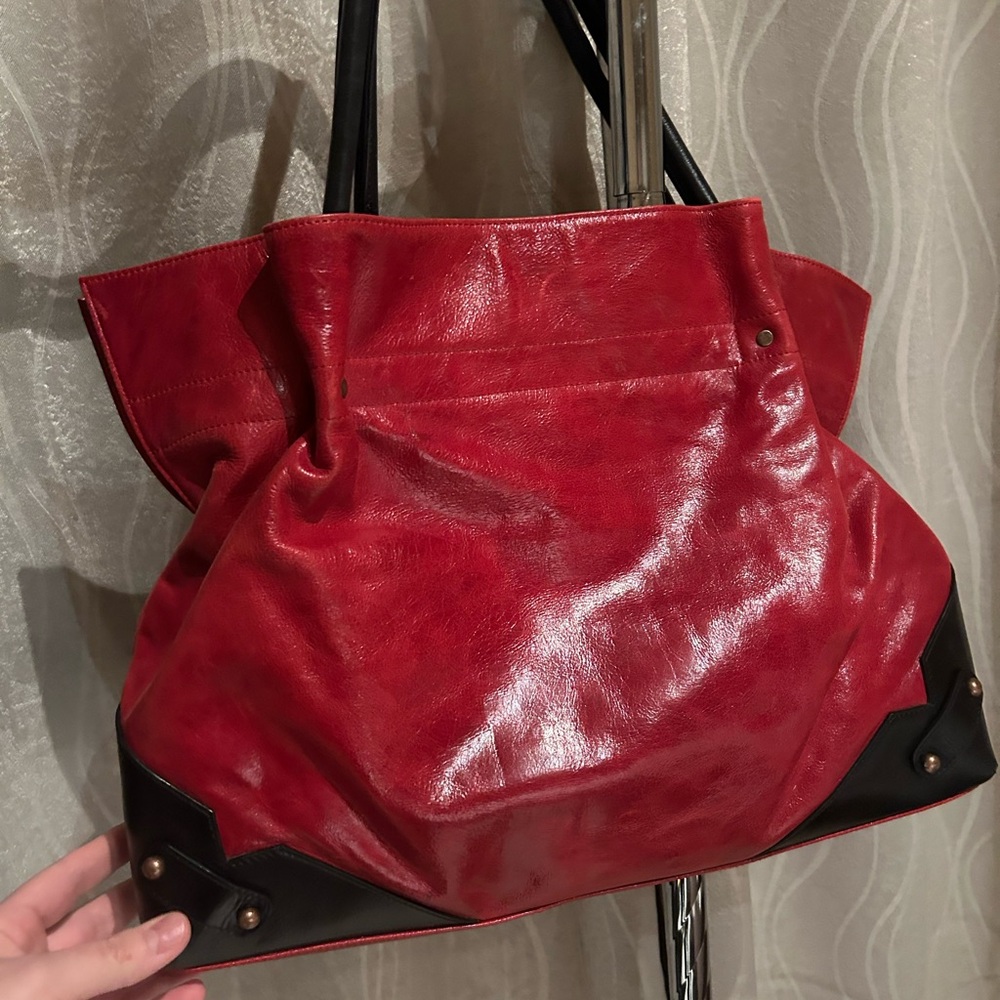 Red Leather Tote Bag